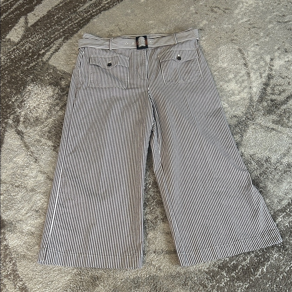 LOFT Brown and White Striped Trousers